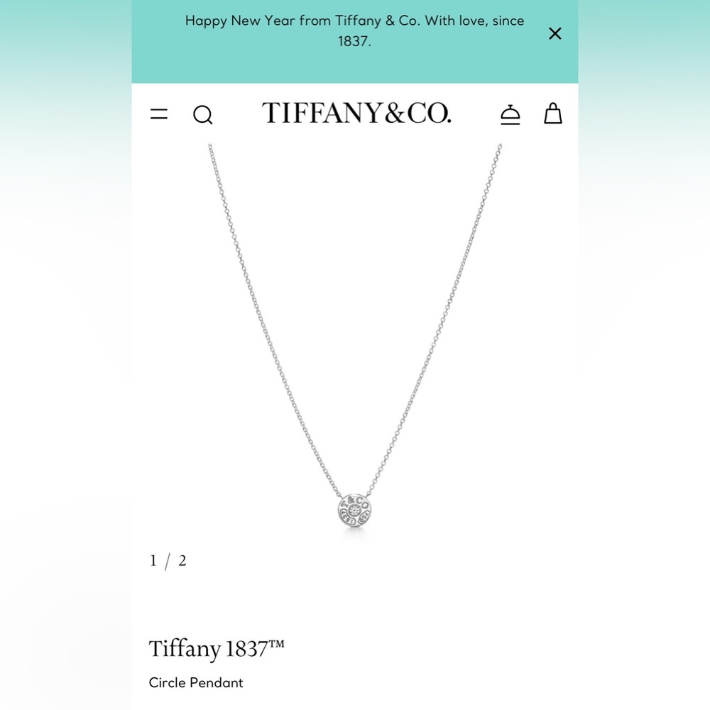 Tiffany & Co. 1837 18K White Gold Circle Pendant Necklace